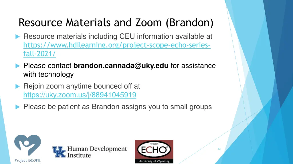 resource materials and zoom brandon