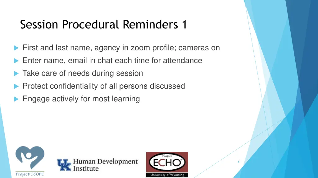 session procedural reminders 1