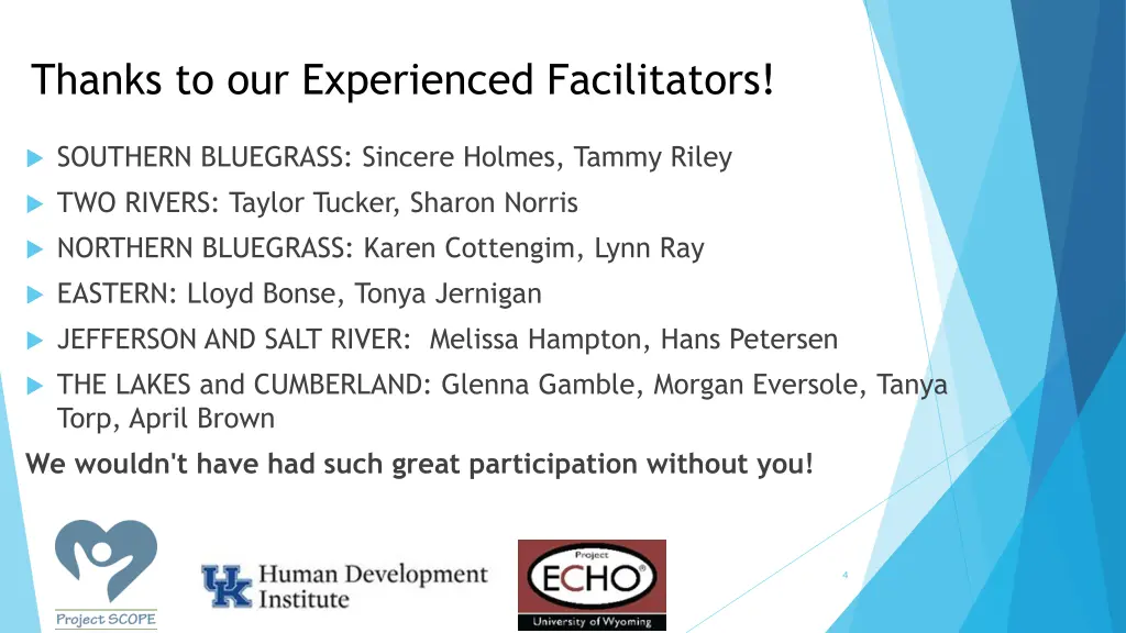 thanks to our experienced facilitators