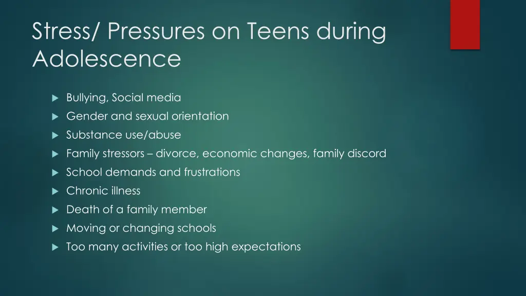 stress pressures on teens during adolescence