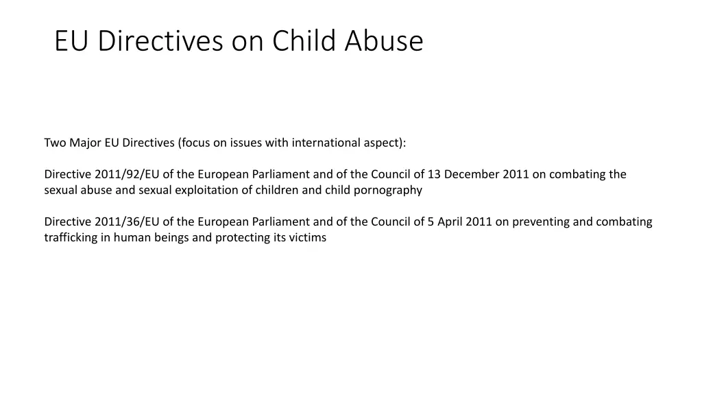 eu directives on child abuse