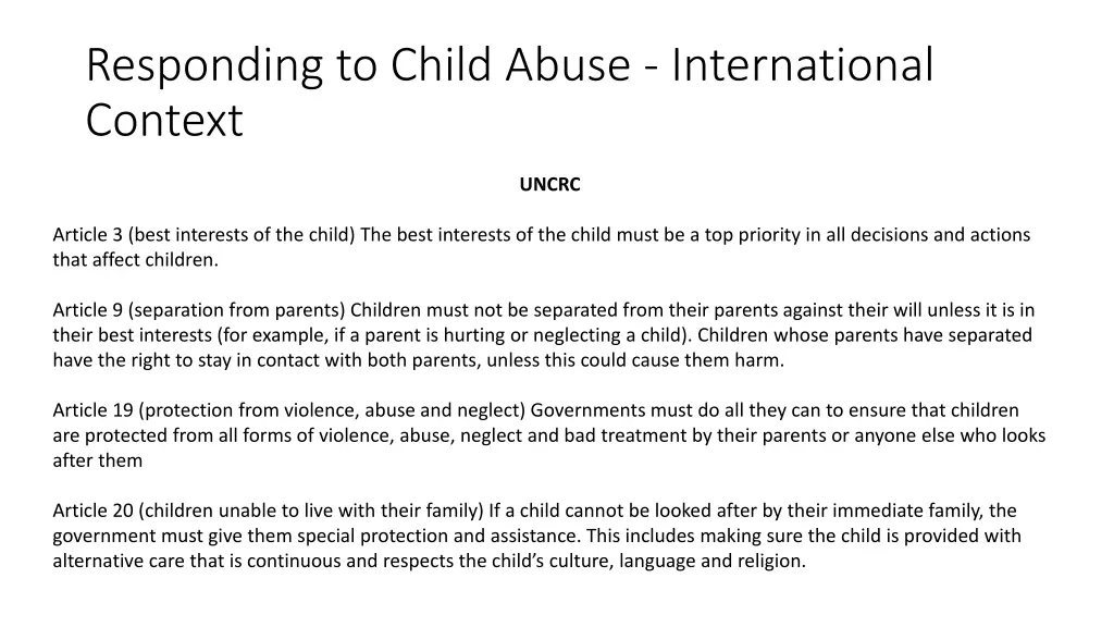 responding to child abuse international context