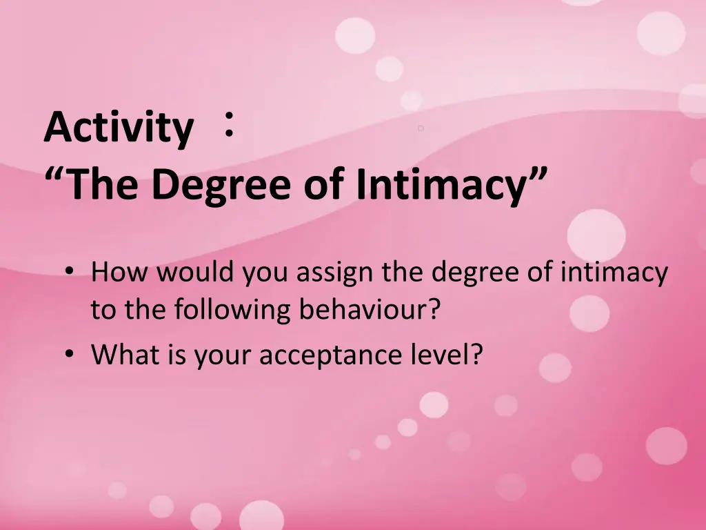 activity the degree of intimacy