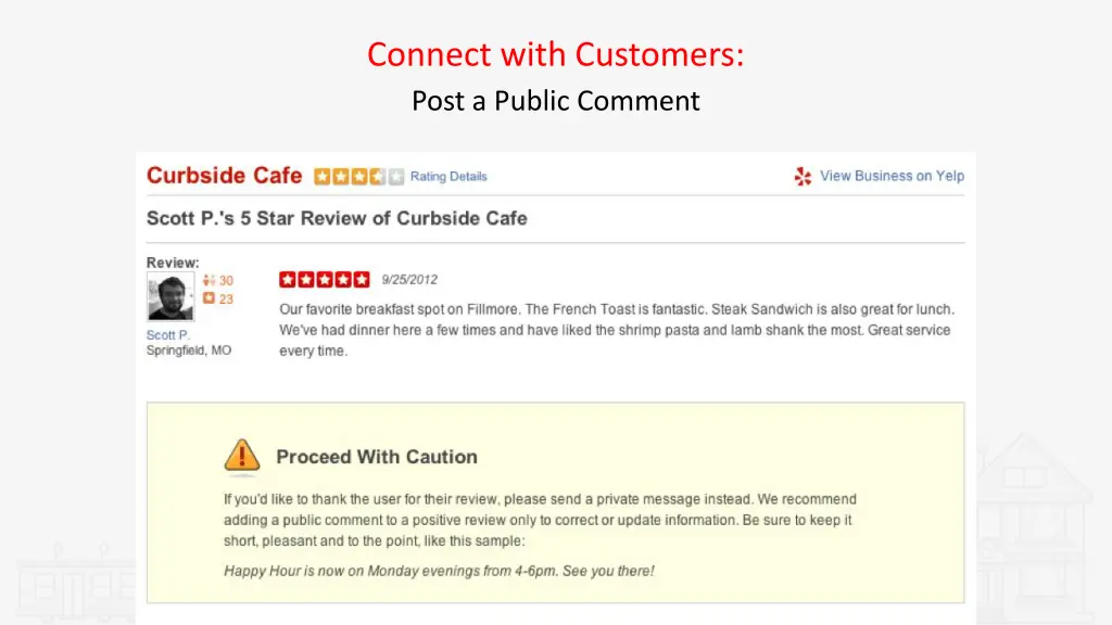 connect with customers post a public comment