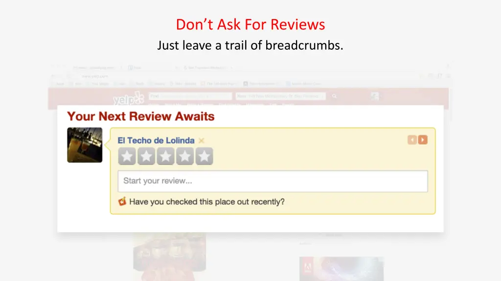 don t ask for reviews just leave a trail 1