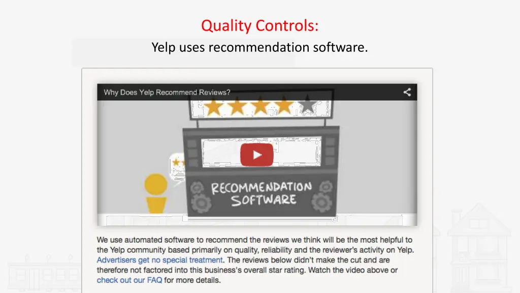 quality controls yelp uses recommendation software