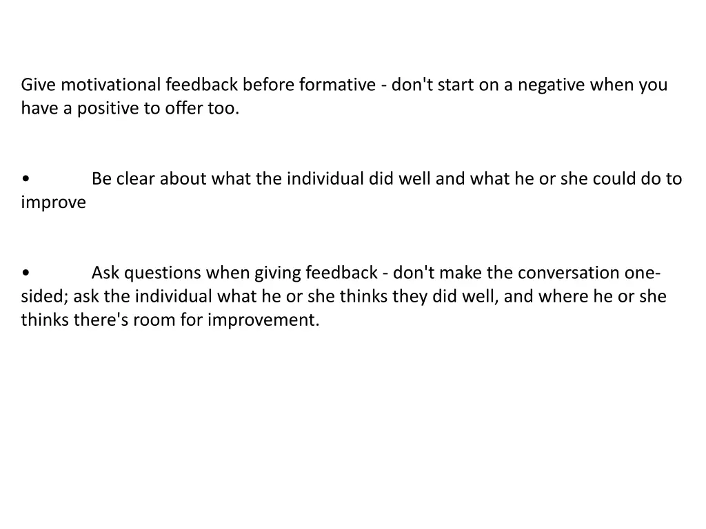 give motivational feedback before formative