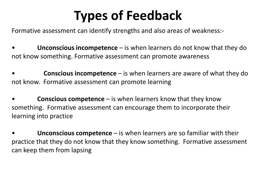 types of feedback