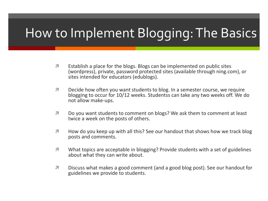 how to implement blogging the basics