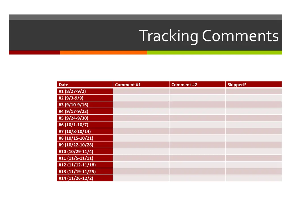 tracking comments