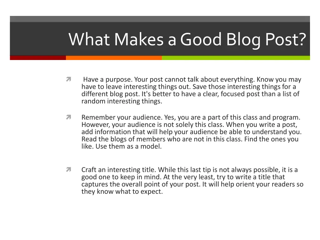 what makes a good blog post