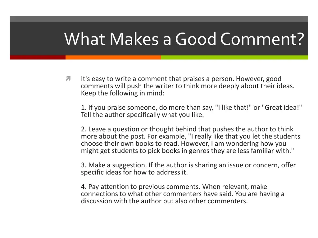 what makes a good comment