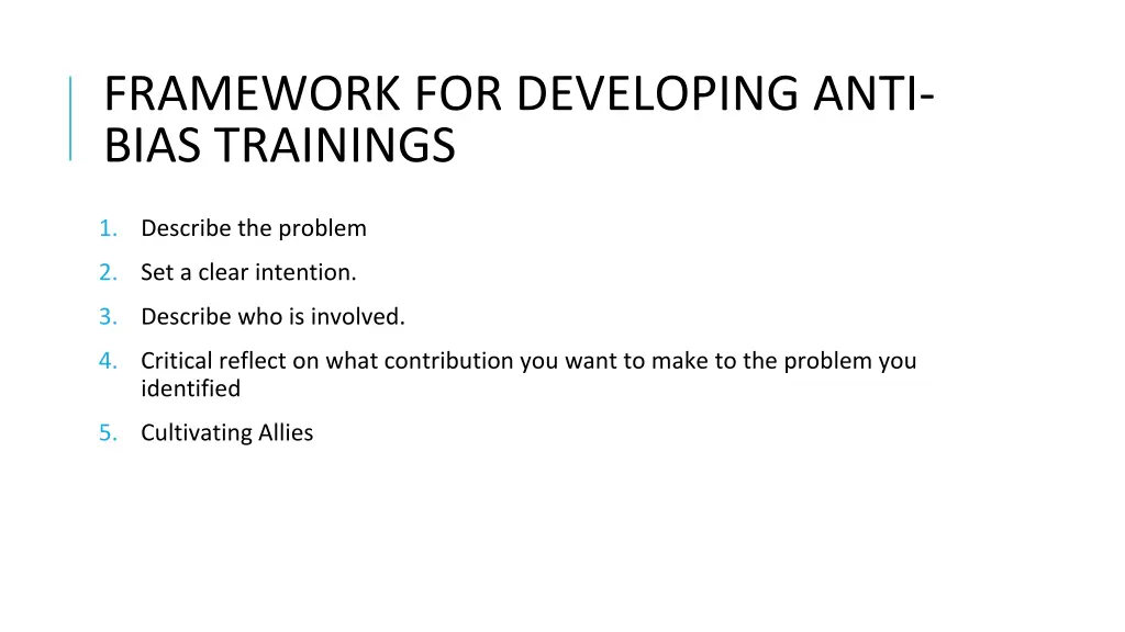 framework for developing anti bias trainings