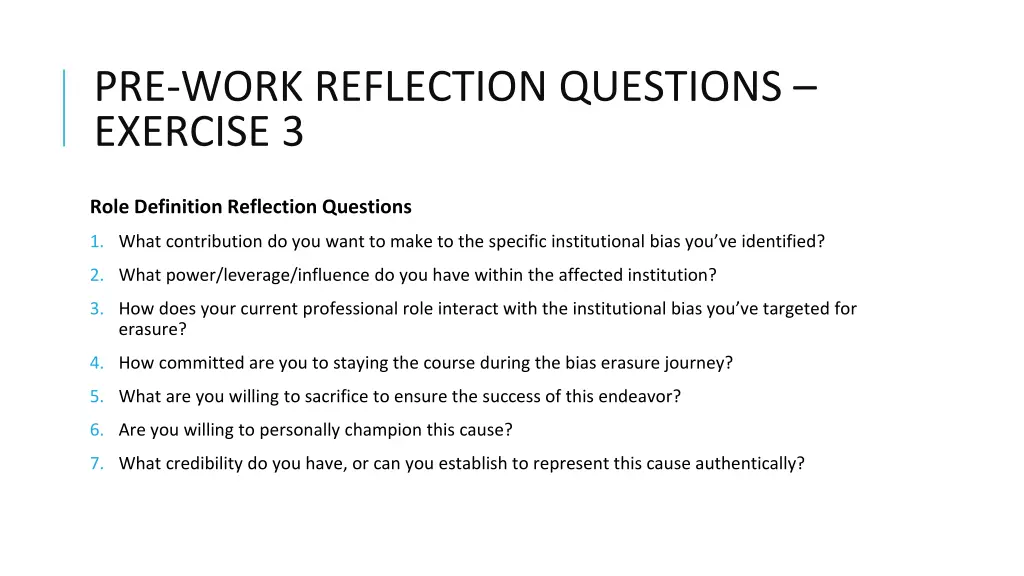 pre work reflection questions exercise 3