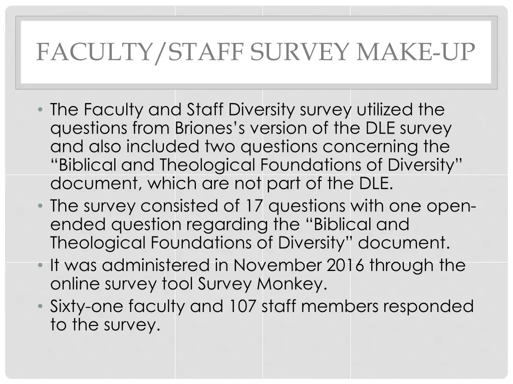 faculty staff survey make up