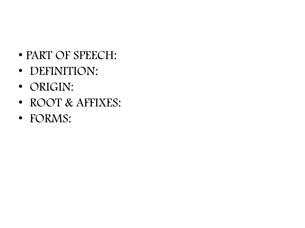 part of speech definition origin root affixes 5