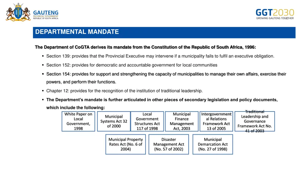 departmental mandate