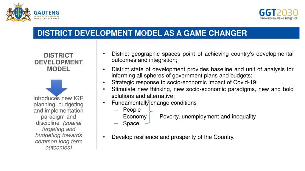 district development model as a game changer