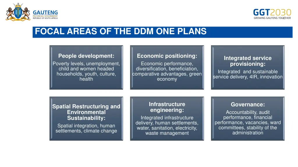 focal areas of the ddm one plans