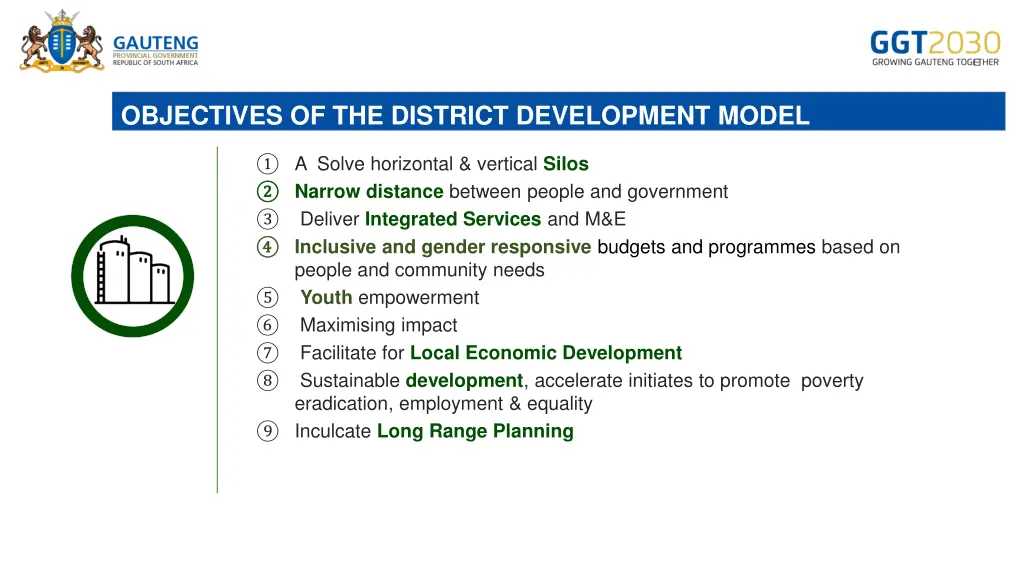 objectives of the district development model