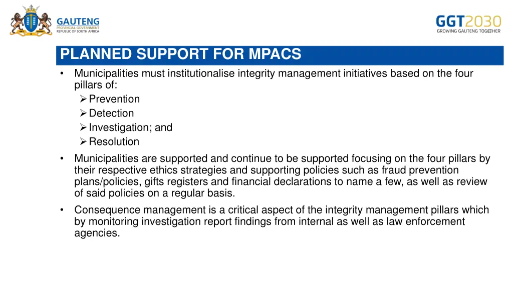 planned support for mpacs municipalities must