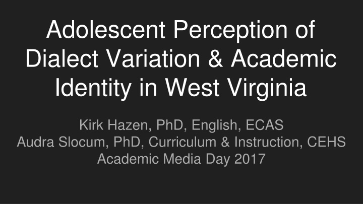 adolescent perception of dialect variation