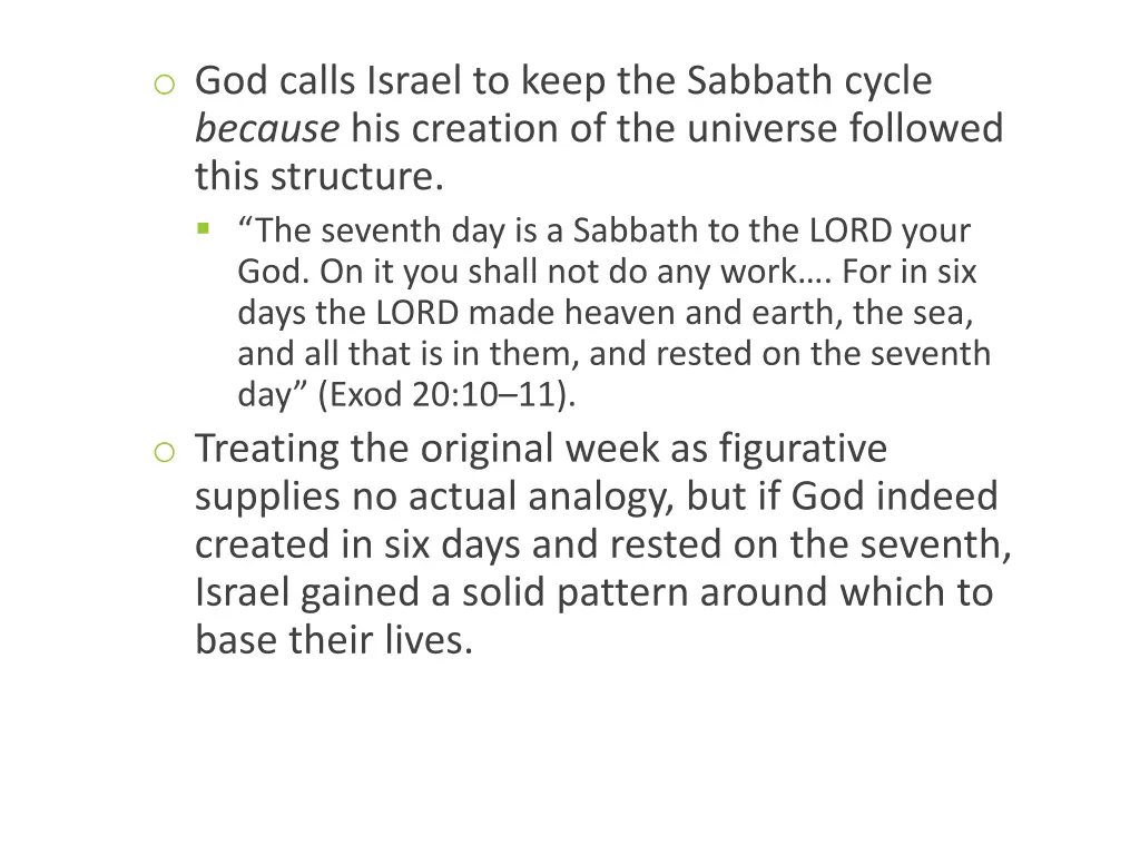 o god calls israel to keep the sabbath cycle