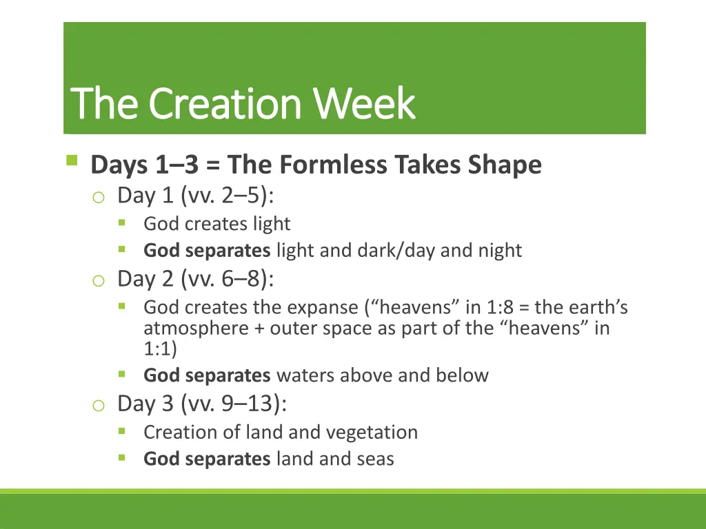 the creation week the creation week