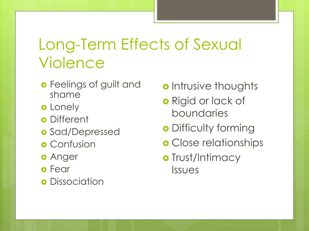 long term effects of sexual violence