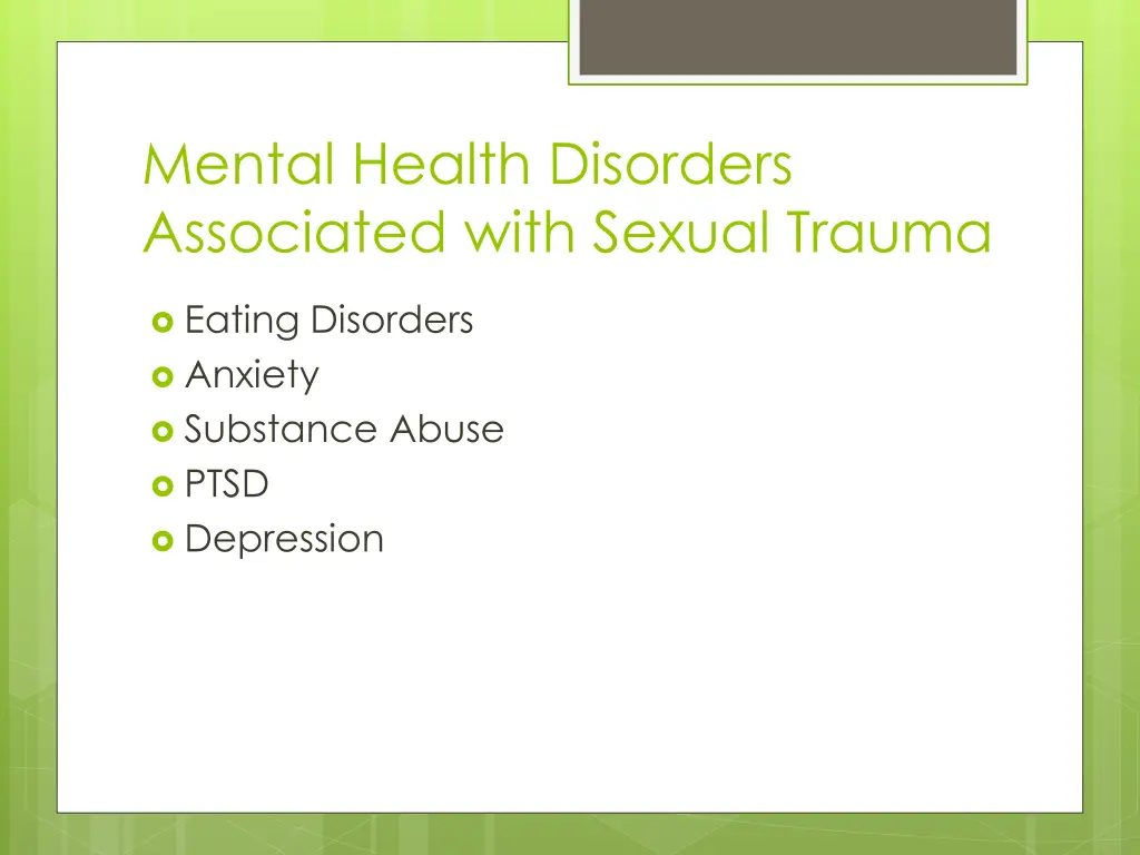 mental health disorders associated with sexual