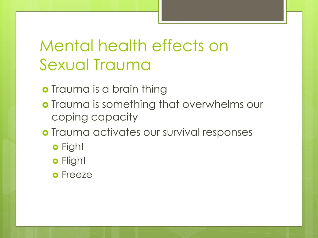 mental health effects on sexual trauma