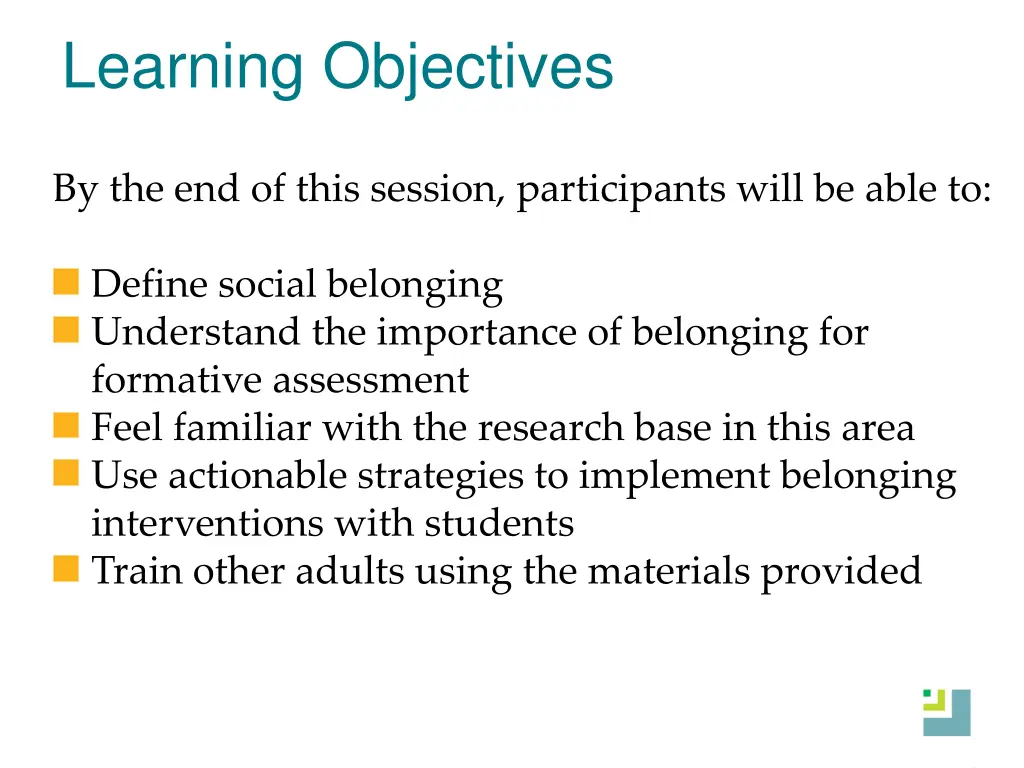 learning objectives