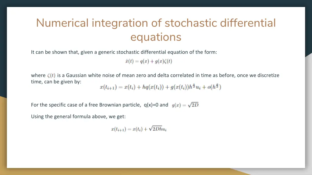 numerical integration of stochastic differential