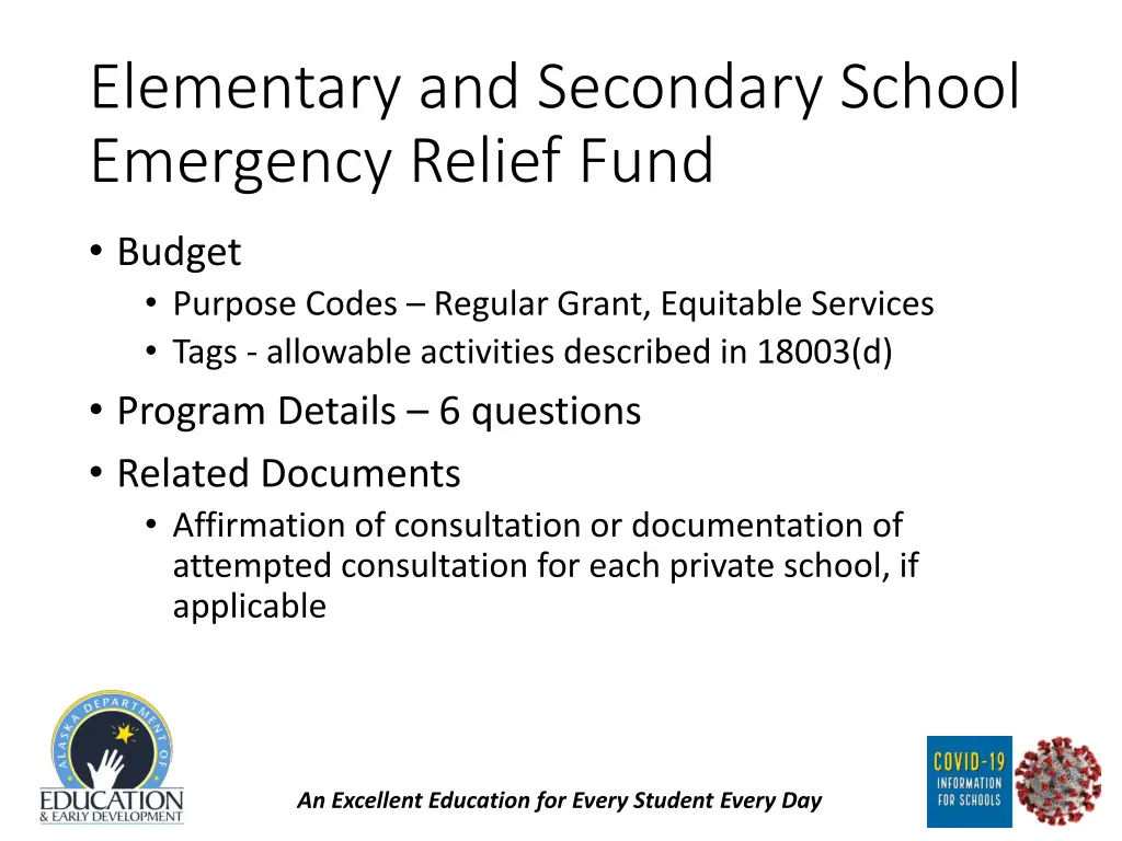 elementary and secondary school emergency relief