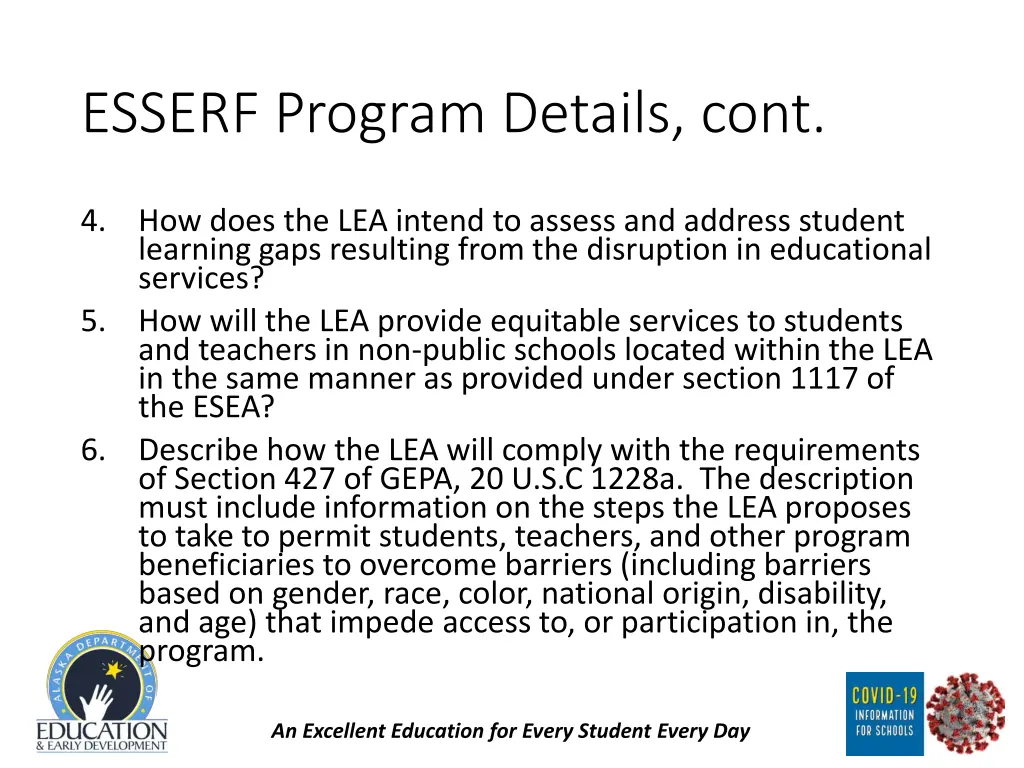 esserf program details cont