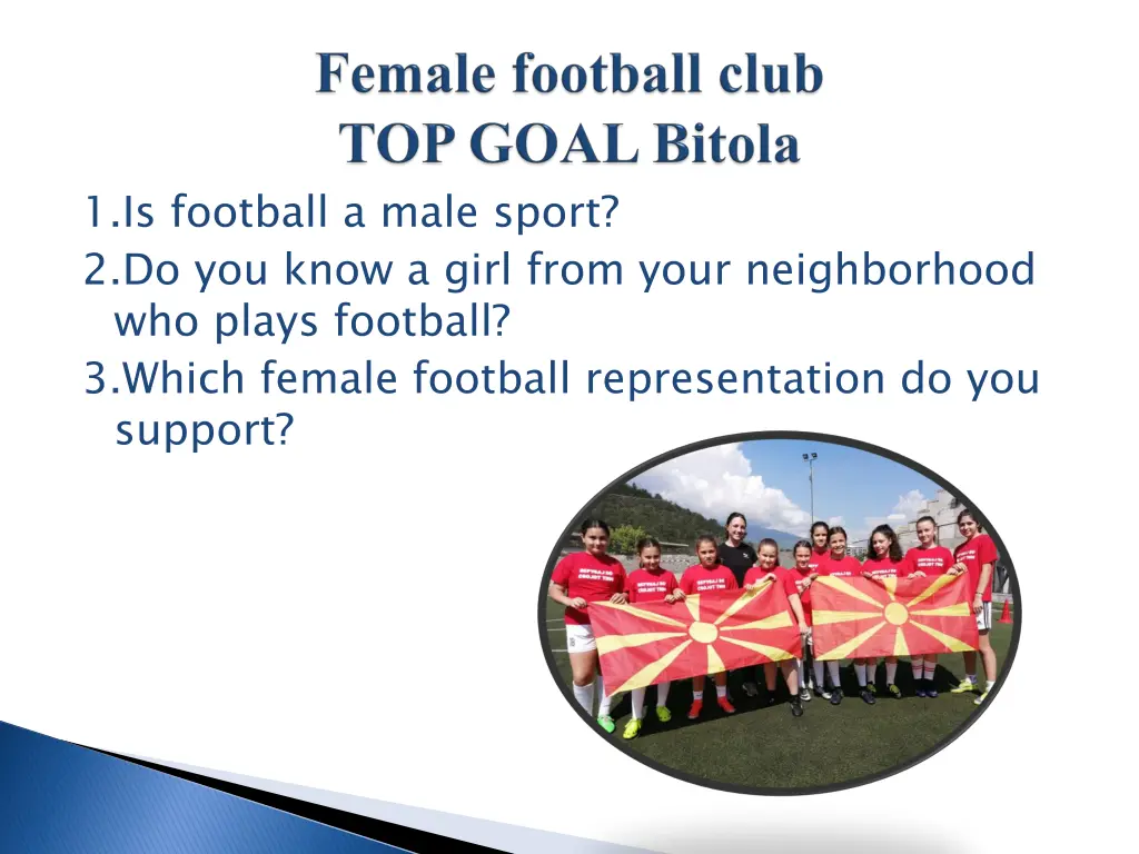 1 is football a male sport 2 do you know a girl