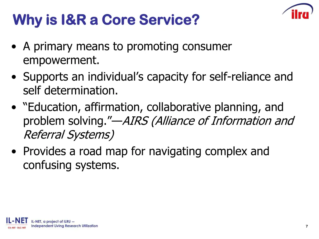 slide 2 why is i r a core service