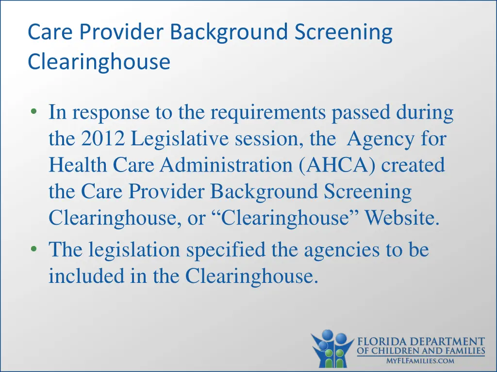 care provider background screening clearinghouse