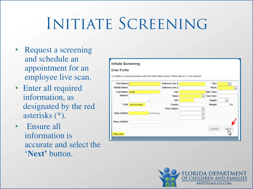 request a screening and schedule an appointment