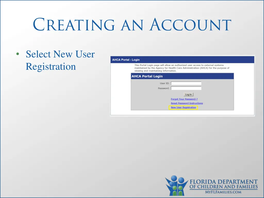 select new user registration