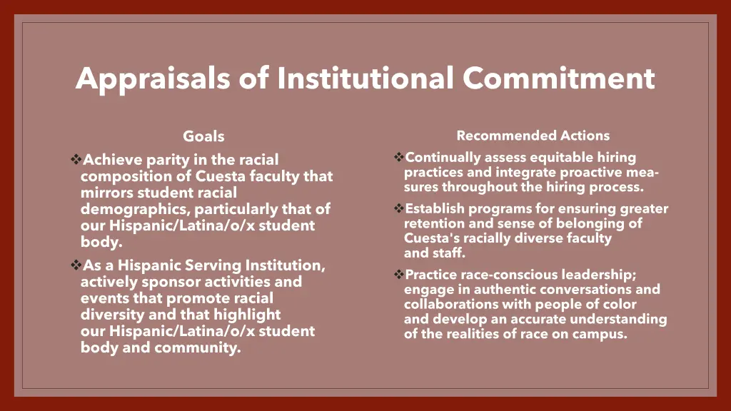 appraisals of institutional commitment 1