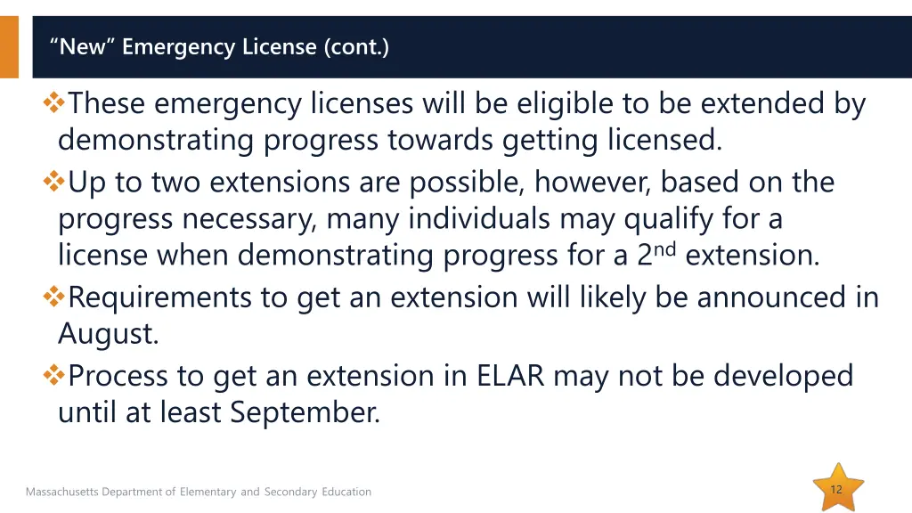 new emergency license cont