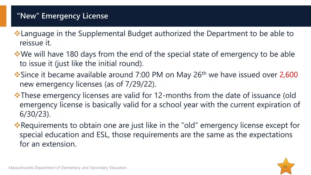 new emergency license