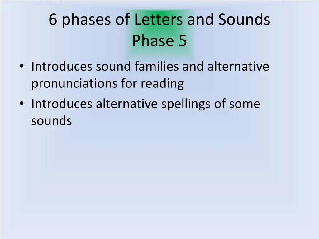 6 phases of letters and sounds phase 5