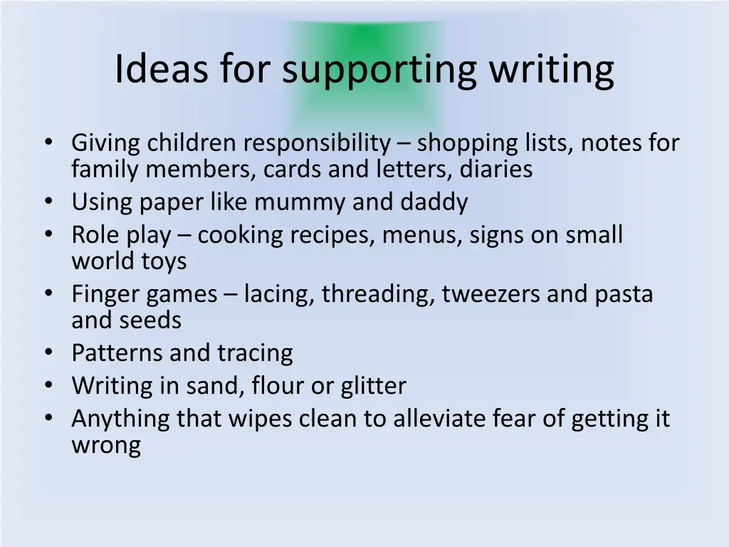 ideas for supporting writing