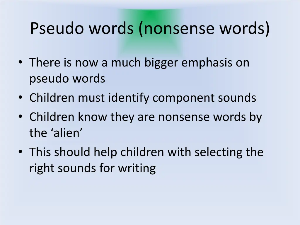 pseudo words nonsense words