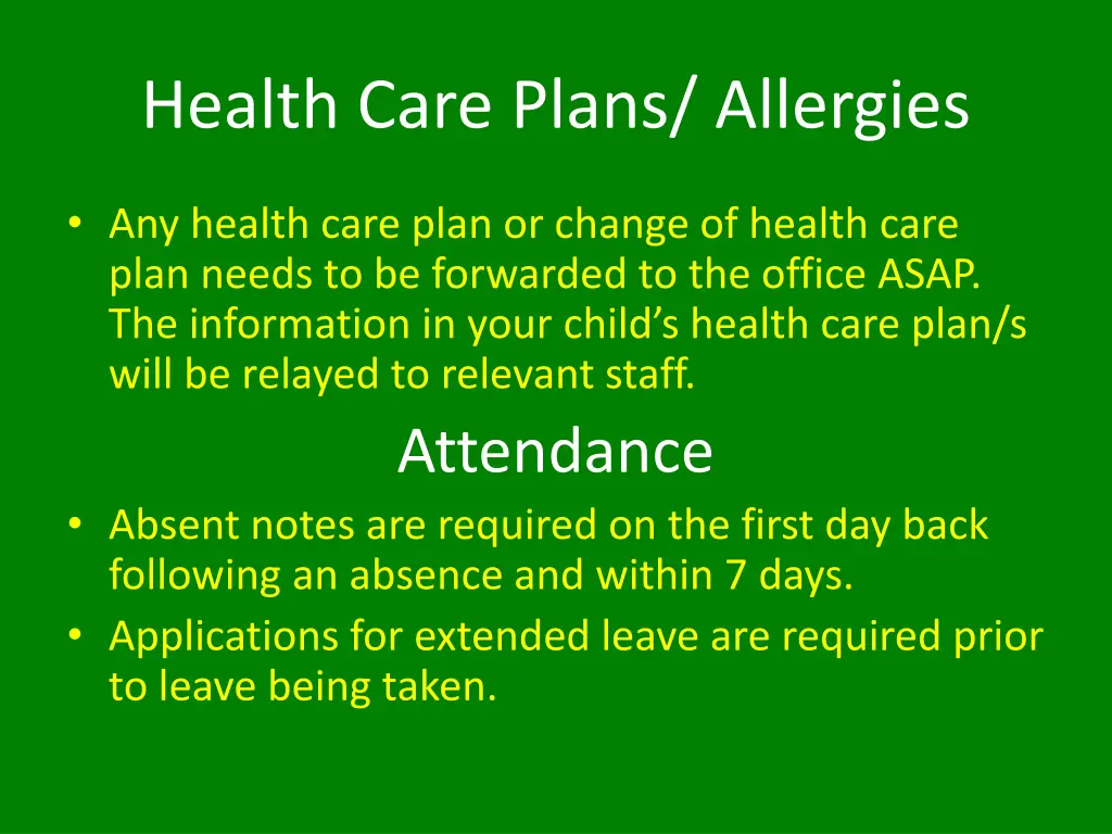 health care plans allergies