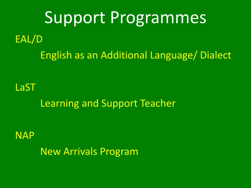 support programmes