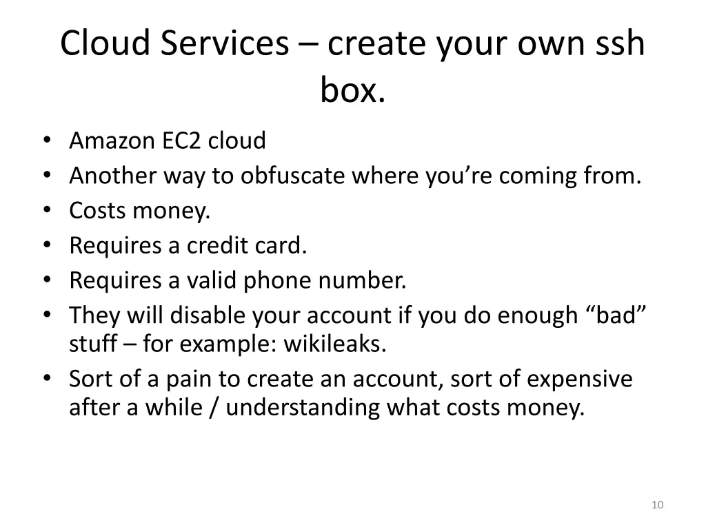 cloud services create your own ssh box amazon