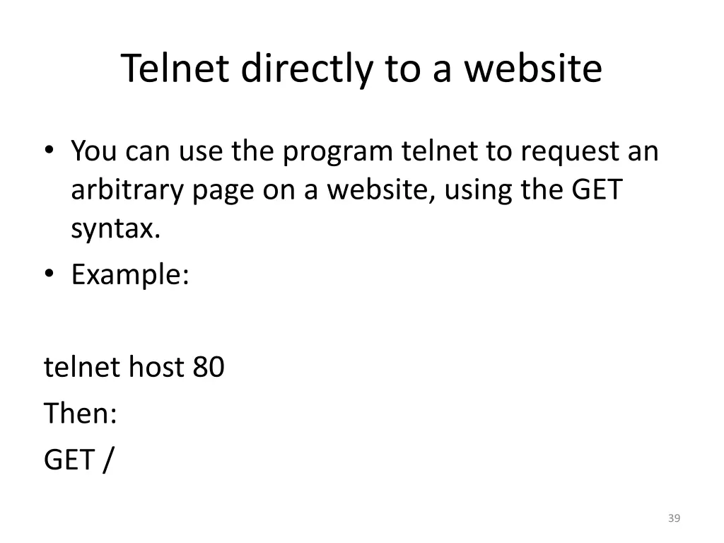 telnet directly to a website